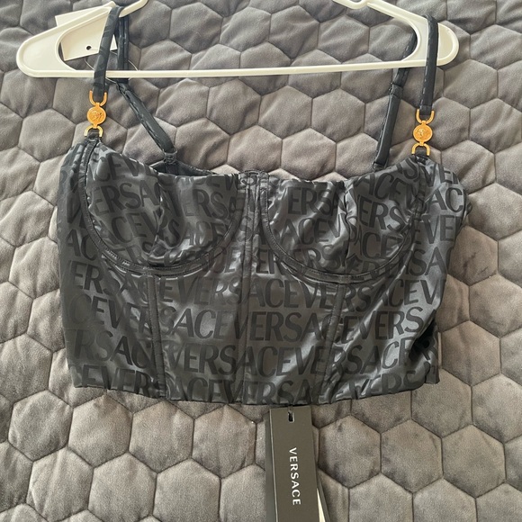 Versace Medusa Head Motif Allover Printed Bustier Top - Picture 4 of 8